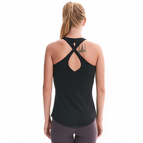 

Women's Padded Tank Top Cross Back Removable Pad Solid Color White Black Gray Spandex Yoga Fitness Gym Workout Top Sport Activewear Lightweight Breathable Quick Dry Comfortable Stretchy / Wireless