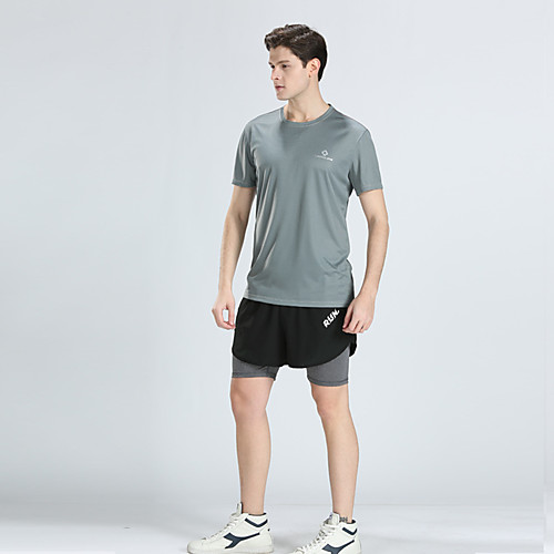 

Women's 2 in 1 2 Piece Activewear Set Athletic Short Sleeve 2pcs Spandex Breathable Quick Dry Soft Fitness Gym Workout Running Jogging Exercise Sportswear Running T-Shirt With Shorts Clothing Suit
