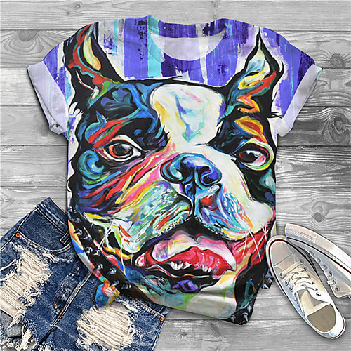 

Women's Plus Size Print Dog Graphic Animal T shirt Large Size Round Neck Short Sleeve Tops Big Size