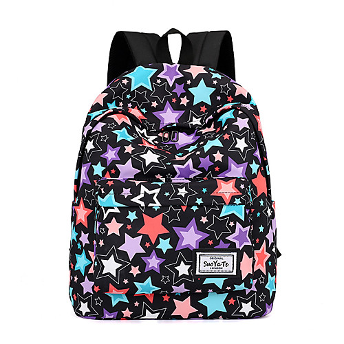 

Women's Nylon School Bag Large Capacity Zipper Embossed Geometric Floral Print Daily Outdoor Red black Black Blue Blushing Pink Sky Blue