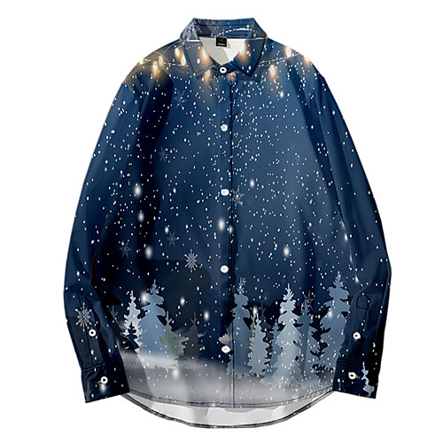 

Men's Shirt 3D Print Galaxy Button-Down 3D Print Long Sleeve Daily Tops Casual Fashion White Blue Red