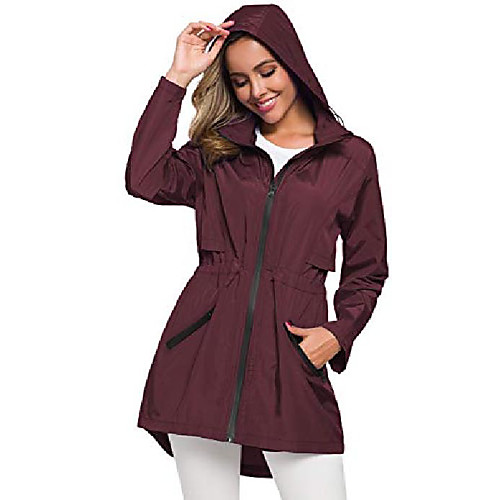 

Women's Rain Poncho Waterproof Hiking Jacket Rain Jacket Outdoor Waterproof Lightweight UV Sun Protection Breathable Raincoat Poncho Top Fishing Climbing Camping / Hiking / Caving Navy Wine Red Black