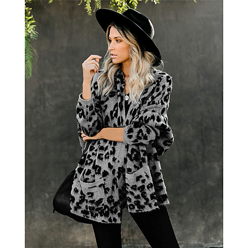 

Women's Leopard Sophisticated Fall & Winter Sweater Coat Long Daily Long Sleeve Cotton Blend Coat Tops Green