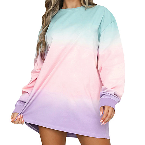 

Women's Tee Dress Tie Dye Crew Neck Sport Athleisure Dress Long Sleeve Breathable Soft Comfortable Everyday Use Casual Daily Outdoor