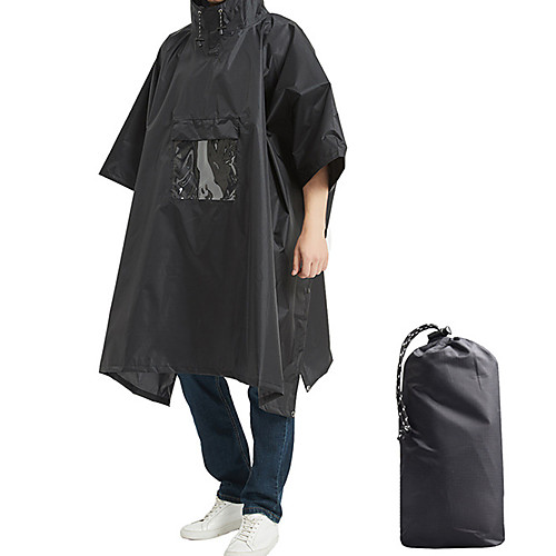 

Men's Rain Poncho Waterproof Hiking Jacket Rain Jacket Outdoor Solid Color Waterproof Portable Lightweight Breathable Raincoat Poncho Top Fishing Running Camping / Hiking / Caving Black / Quick Dry
