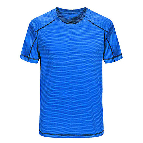 

Men's T shirt Hiking Tee shirt Short Sleeve Crew Neck Tee Tshirt Top Outdoor Quick Dry Lightweight Breathable Soft Summer Polyester Solid Color Dark Grey Lake blue Forest Green Fishing Climbing
