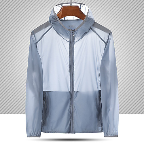 

Men's Hiking Skin Jacket Hiking Windbreaker Outdoor Solid Color Packable Waterproof Lightweight UV Sun Protection Outerwear Jacket Top Elastane Full Length Visible Zipper Fishing Climbing Running