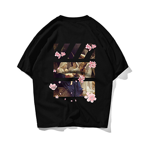 

Men's Unisex T shirt Hot Stamping Floral Character Plus Size Print Short Sleeve Daily Tops 100% Cotton Basic Casual White Black Orange