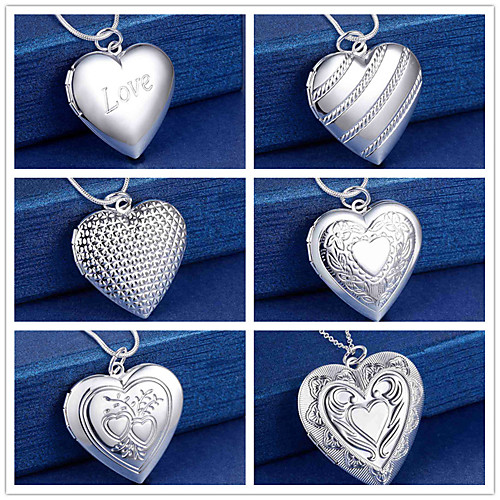 

Women's Men's Pendant Necklace Lockets Necklace Classic Heart Fashion Copper Silver Plated Silver 50 cm Necklace Jewelry 1pc For Christmas Party Evening Street Gift Birthday Party