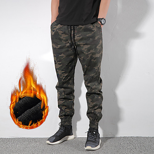 

Men's Camouflage Hunting Pants Hunting Fleece Tactical Cargo Pants Thermal Warm Windproof Fleece Lining Warm Autumn / Fall Winter Camo / Camouflage Cotton Bottoms for Camping / Hiking Hunting Fishing