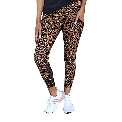 

Women's Leggings Mesh Leopard Print Crossover Sport Athleisure Pants / Trousers Pants Top Bottoms Breathable Soft Comfortable Plus Size Yoga Everyday Use Casual Daily Outdoor Exercising