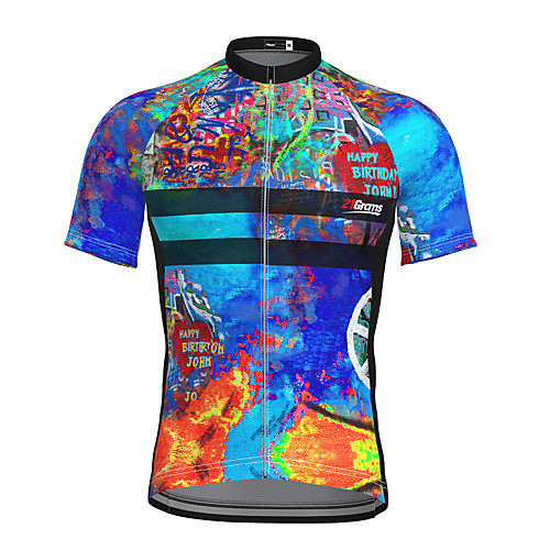 

21Grams Men's Short Sleeve Cycling Jersey Blue Bike Top Mountain Bike MTB Road Bike Cycling Breathable Quick Dry Sports Clothing Apparel / Athleisure
