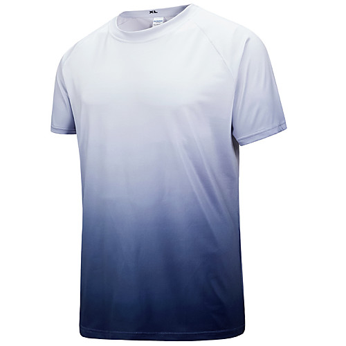 

Men's T shirt Hiking Tee shirt Short Sleeve Crew Neck Tee Tshirt Top Outdoor Lightweight Breathable Quick Dry Soft Summer Spandex Polyester Patchwork White Blue Grey Fishing Climbing Running