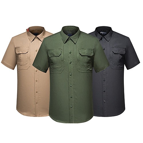 

Men's Camouflage Hunting T-shirt Military Tactical Shirt Outdoor Breathable Ventilation Fast Dry Outdoor Spring Summer Solid Colored Cotton Polyester Forest Green Black Army Green