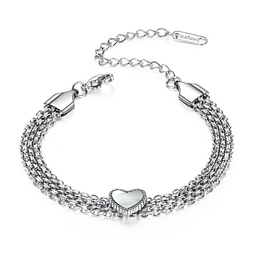 

Women's Clear Cubic Zirconia Bracelet Geometrical Heart Stylish Simple Titanium Steel Bracelet Jewelry Rose Gold / Silver For Daily Promise