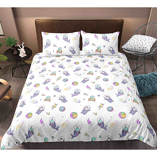 

Cartoon Pattern 3-Piece Duvet Cover Set Hotel Bedding Sets Comforter Cover with Soft Lightweight Microfiber, Include 1 Duvet Cover, 2 Pillowcases for Double/Queen/King(1 Pillowcase for Twin/Single)