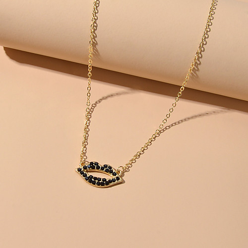 

Women's Pendant Necklace Lips Luxury Imitation Diamond Alloy White Black 43 cm Necklace Jewelry For Engagement Festival