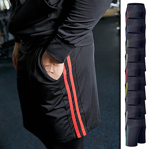 

Men's Running Shorts Athletic Shorts Bottoms Pocket Spandex Fitness Gym Workout Running Active Training Exercise Breathable Quick Dry Moisture Wicking Normal Sport Stripes Black / Red Black / Yellow