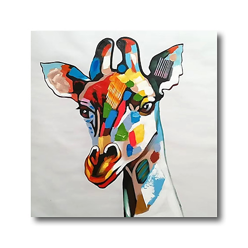 

Oil Painting Hand Painted Square Animals Pop Art Modern Stretched Canvas