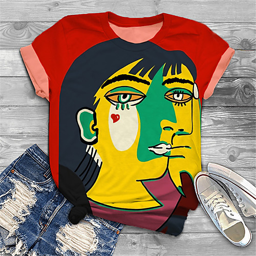 

Women's Plus Size Print Graphic Abstract T shirt Large Size Round Neck Short Sleeve Tops Big Size