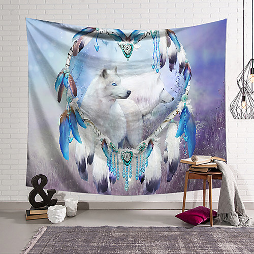 

Wall Tapestry Art Decor Blanket Curtain Hanging Home Bedroom Living Room Decoration Polyester White Wolf