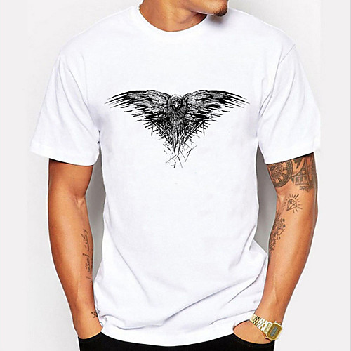 

Men's T shirt Hot Stamping Animal Print Short Sleeve Daily Tops 100% Cotton Basic Casual White