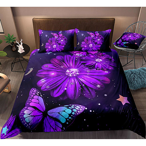 

Butterfly Print 3-Piece Duvet Cover Set Hotel Bedding Sets Comforter Cover with Soft Lightweight Microfiber, Include 1 Duvet Cover, 2 Pillowcases for Double/Queen/King(1 Pillowcase for Twin/Single)