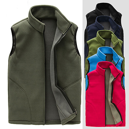 

Men's Hiking Vest / Gilet Fishing Vest Hiking Fleece Jacket Winter Outdoor Solid Color Thermal Warm Lightweight Windproof Fleece Lining Jacket Top Fleece Single Slider Hunting Fishing Climbing Red