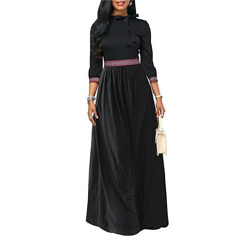 

Women's Sheath Dress Maxi long Dress Black Purple Wine Green Half Sleeve Solid Color Spring Summer Elegant 2021 S M L XL XXL