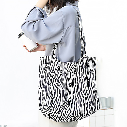 

Women's Bags Canvas Tote Top Handle Bag Shopper Bag Zebra Daily Going out 2021 Canvas Bag Handbags White Brown Gray