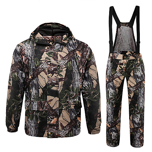 

Men's Hoodie Hunting Fleece Hunting Jacket with Pants Outdoor Thermal Warm Windproof Breathable Quick Dry Autumn / Fall Winter Camo / Camouflage Coat Top Bottoms Polyester Taffeta Softshell Polyester