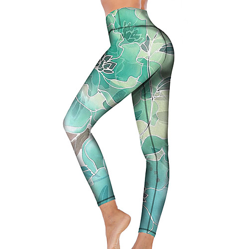 

21Grams Women's High Waist Yoga Pants Cropped Leggings Tummy Control Butt Lift Breathable Green Fitness Gym Workout Running Winter Sports Activewear High Elasticity
