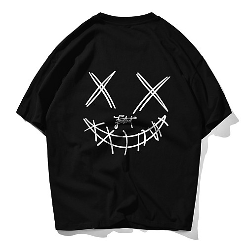 

Men's T shirt Hot Stamping Cartoon Print Short Sleeve Daily Tops 100% Cotton Basic Casual White Black Orange