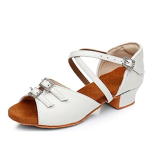 

Women's Latin Shoes Heel Sparkling Glitter Thick Heel White Teenager Adults'
