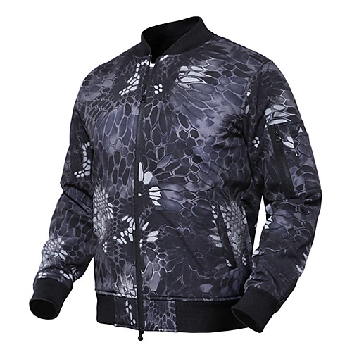 

Men's Hunting Fleece Jacket Outdoor Waterproof Windproof Fleece Lining Warm Fall Winter Spring Solid Colored Camo Cotton Polyester Digital Desert Python Black Black