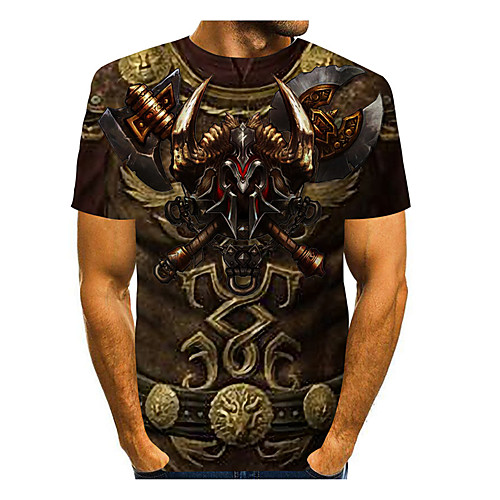 

Men's T shirt 3D Print Cartoon 3D 3D Print Short Sleeve Daily Tops Casual Fashion Yellow