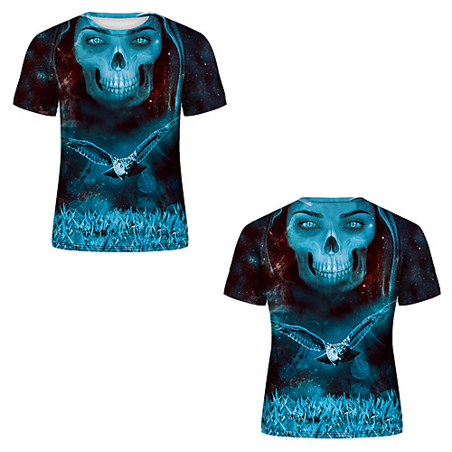 

Men's T shirt 3D Print 3D Rivet Mesh Short Sleeve Casual Tops Green / Navy