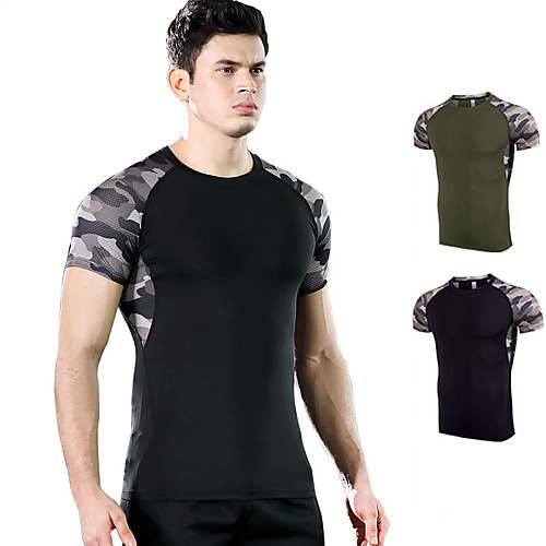 

Men's Long Sleeve Running T-Shirt Compression Shirt Patchwork Tee Tshirt Base Layer Top Athletic Athleisure Spandex Breathable Quick Dry Soft Fitness Gym Workout Running Active Training Exercise