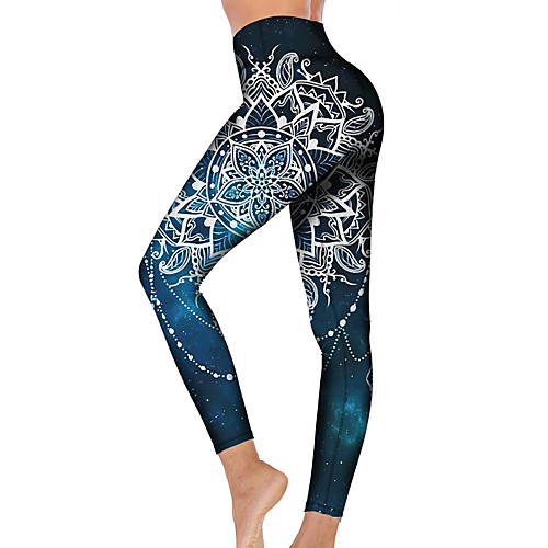 

21Grams Women's High Waist Yoga Pants Cropped Leggings Tummy Control Butt Lift Breathable Ink Blue Fitness Gym Workout Running Winter Sports Activewear High Elasticity