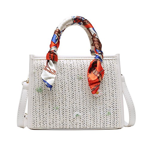 

Women's Bags Crossbody Bag Straw Bag Zipper Floral / Botanical Daily Going out 2021 Straw Bag Handbags Pink off white Sky Blue