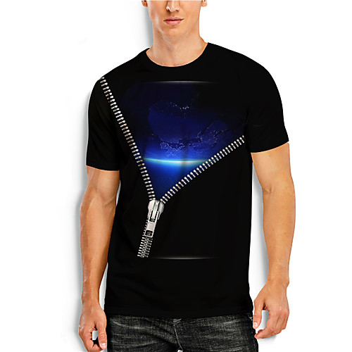 

Men's T shirt 3D Print Cartoon 3D 3D Print Short Sleeve Daily Tops Casual Fashion Black