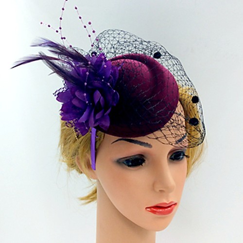 

Elegant Vintage Inspired Feather / Polyester / Net Fascinators with Feather / Flower 1 Piece Special Occasion / Tea Party Headpiece
