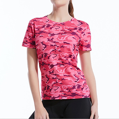 

Women's T shirt Hiking Tee shirt Short Sleeve Crew Neck Tee Tshirt Top Outdoor Lightweight Breathable Quick Dry Soft Summer Elastane Polyester Camo Purple Red Rose Red Fishing Climbing Running