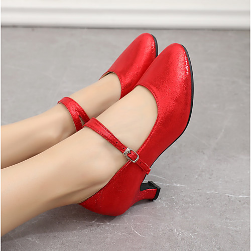 

Women's Modern Shoes Heel Buckle Cuban Heel Black Red khaki Buckle