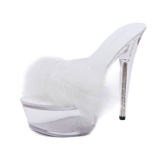 

Women's Sandals Stiletto Heel Peep Toe High Heel Sandals Casual Daily Walking Shoes PVC White Black Red