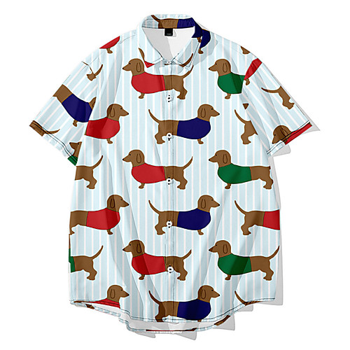 

Men's Shirt Other Prints Animal Button-Down Print Short Sleeve Daily Tops Casual Fashion Hawaiian White Black Red