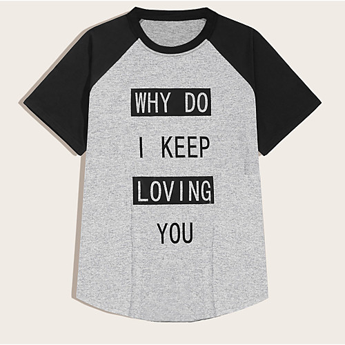 

Men's T-shirt Suits T shirt Other Prints Letter Short Sleeve Casual Tops Black / Gray