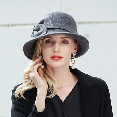 

Stylish Solid Color 100% Wool Hats / Headwear with Bowknot / Solid 1pc Casual Headpiece