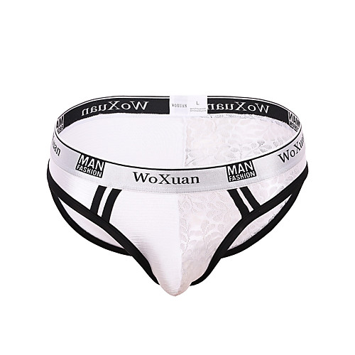 

Men's 1 Piece Lace Briefs Underwear - Normal Low Waist White Black Blue M L XL