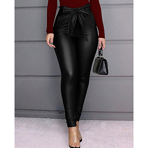 

Women's Classic Style Streetwear Comfort Party Club Skinny Pants Plain Full Length Black Wine